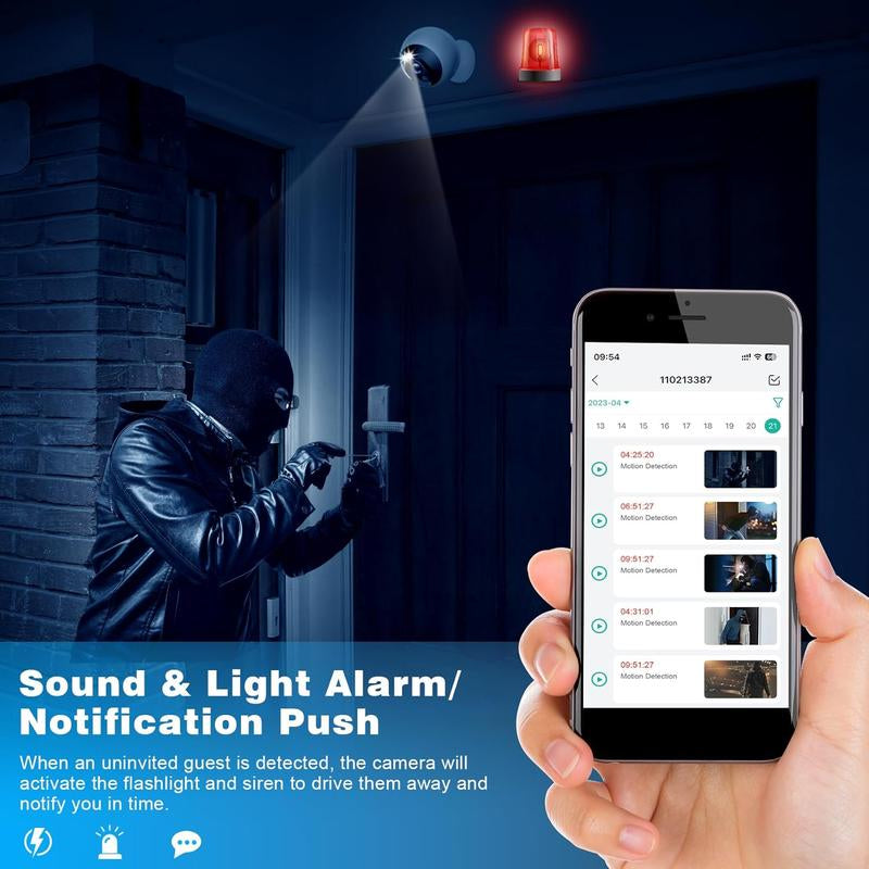 Litymol 2K Magnetic Wireless Window Security Camera with AI Motion Detection, Color Night Vision, Two-Way Audio, and Cloud Storage