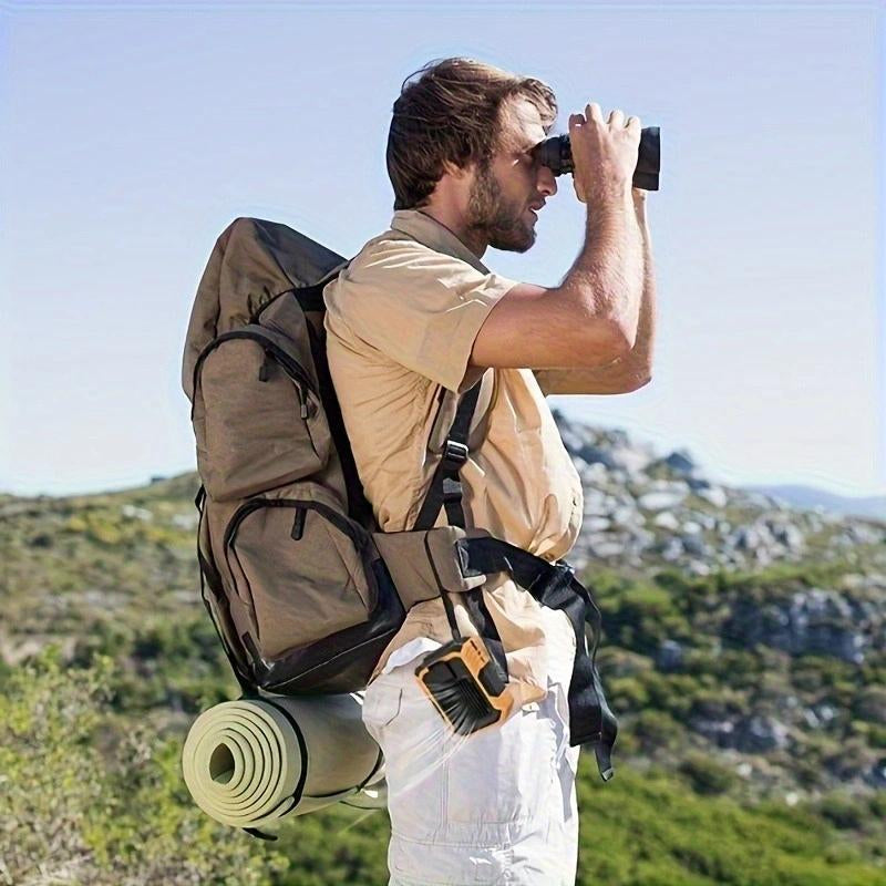 Personal Wearable Waist Fan with 4000mAh Power Bank, 3 Speed Settings, 5300RPM Airflow, 8-Hour Runtime, and LED Light - Ideal for Outdoor Activities, Job Sites, and Travel