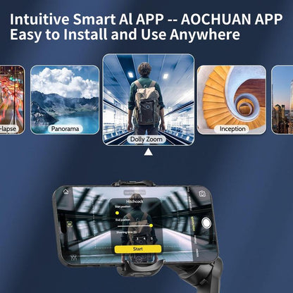 AOCHUAN 3 Axis Anti-Shake Shooting Selfie Tripod Gimbal Stabilizer, AI Face Tracking , 360° Rotation, Bluetooth Handheld Wheel Cellphone Magnetic Smartphone