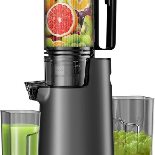 Cold Press Juicer,Slow Masticating Juicer Machines,350W Juice Extractor Machine,5.3" Large Bore Feed Chute Fit Whole Vegetables and Fruits,Easy to Clean Juicer，Thanksgiving Gift Giving