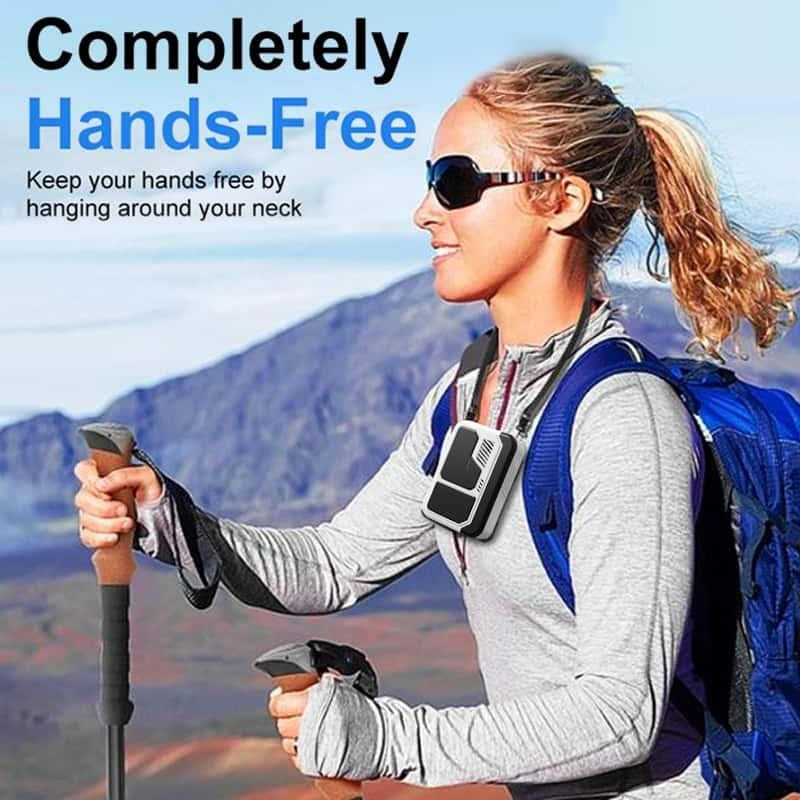 Portable Neck/Desk Fan W/10Hr AC Airflow | 3-Speed USB Rechargeable Cooler | Camping/Office/Outdoor Use | Summer Essential
