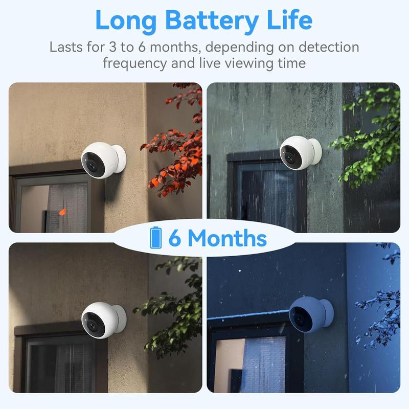 Litymol 2K Magnetic Wireless Window Security Camera with AI Motion Detection, Color Night Vision, Two-Way Audio, and Cloud Storage