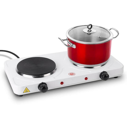 2000W Double Electric Burner Portable Dual Countertop Hot Plate with 5-Level Temperature Control for Kitchen Cooking