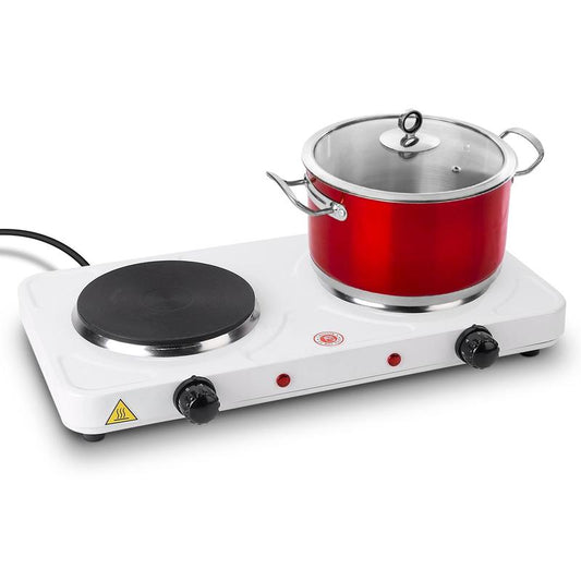 2000W Double Electric Burner Portable Dual Countertop Hot Plate with 5-Level Temperature Control for Kitchen Cooking
