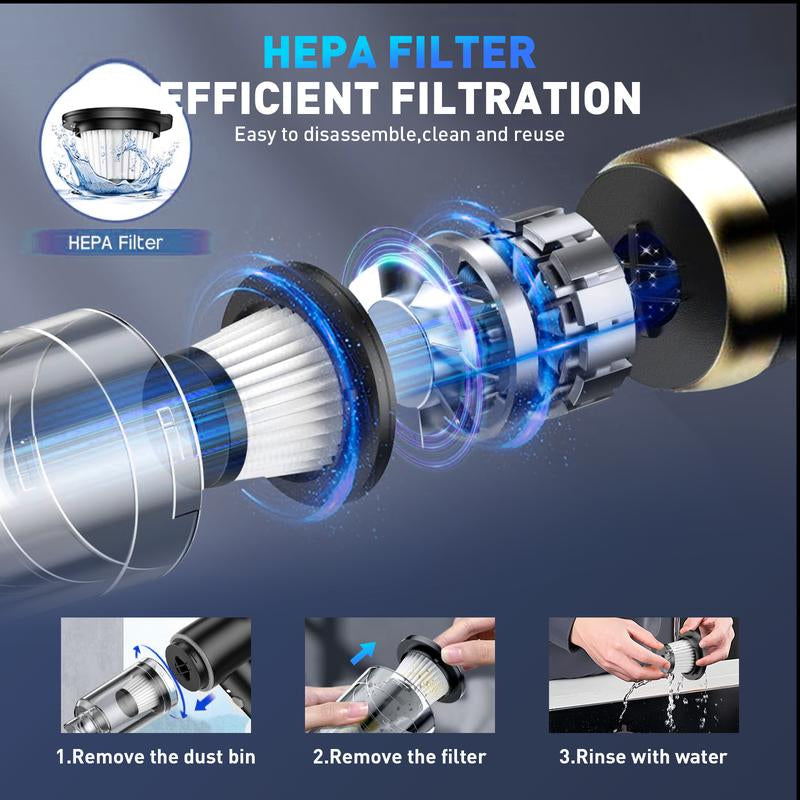Handheld Cordless Vacuum Cleaner 5500Pa - Auto Car Vacuums with Best Suction, Small Portable Vac for Cars/Home/Desk - Mini Hand Vac