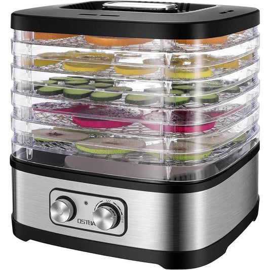 OSTBA Food Dehydrator with Recipe Book, Bpa-Free Dehydrator for Food and Jerky, Fruits, Herbs, Veggies, Temperature Control Electric Food Dryer Machine, 5 Trays Dishwasher Safe