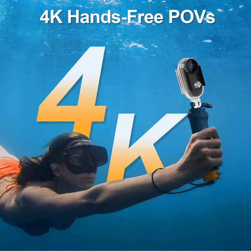 128GB 4K Thumb Action Camera, Thumb POV Portable Body Cam, Tiny Size, Hands Free, Mount Anywhere Magnetic Sport DV, Bike Cycling, Pet, Vlogging Water Proof